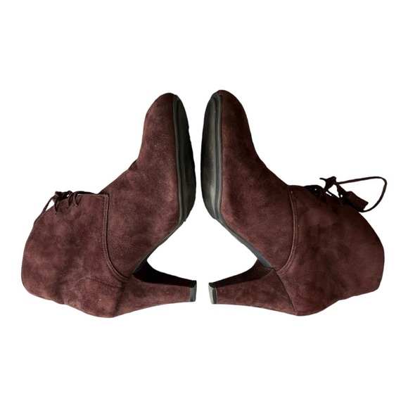 Me Too Boots Womens 11 M Odelia Heels Ankle Booties Brown Leather Tassel Lace Up - Picture 7 of 10